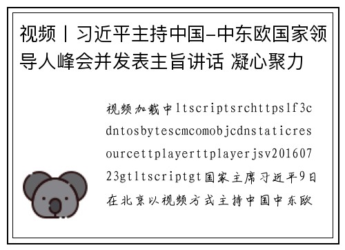 视频丨习近平主持中国-中东欧国家领导人峰会并发表主旨讲话 凝心聚力 继往开来 携手共谱合作新篇章
